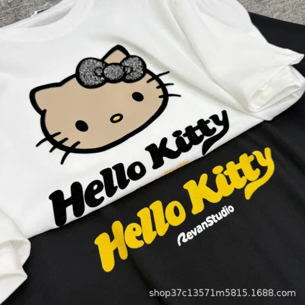 Hello Kitty Graphic Print White Oversized T-Shirt - 7