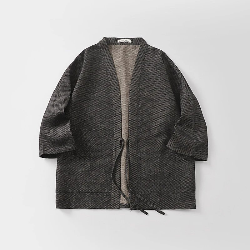Design Kimono-Style Open Front Jacket Black Outerwear - 7