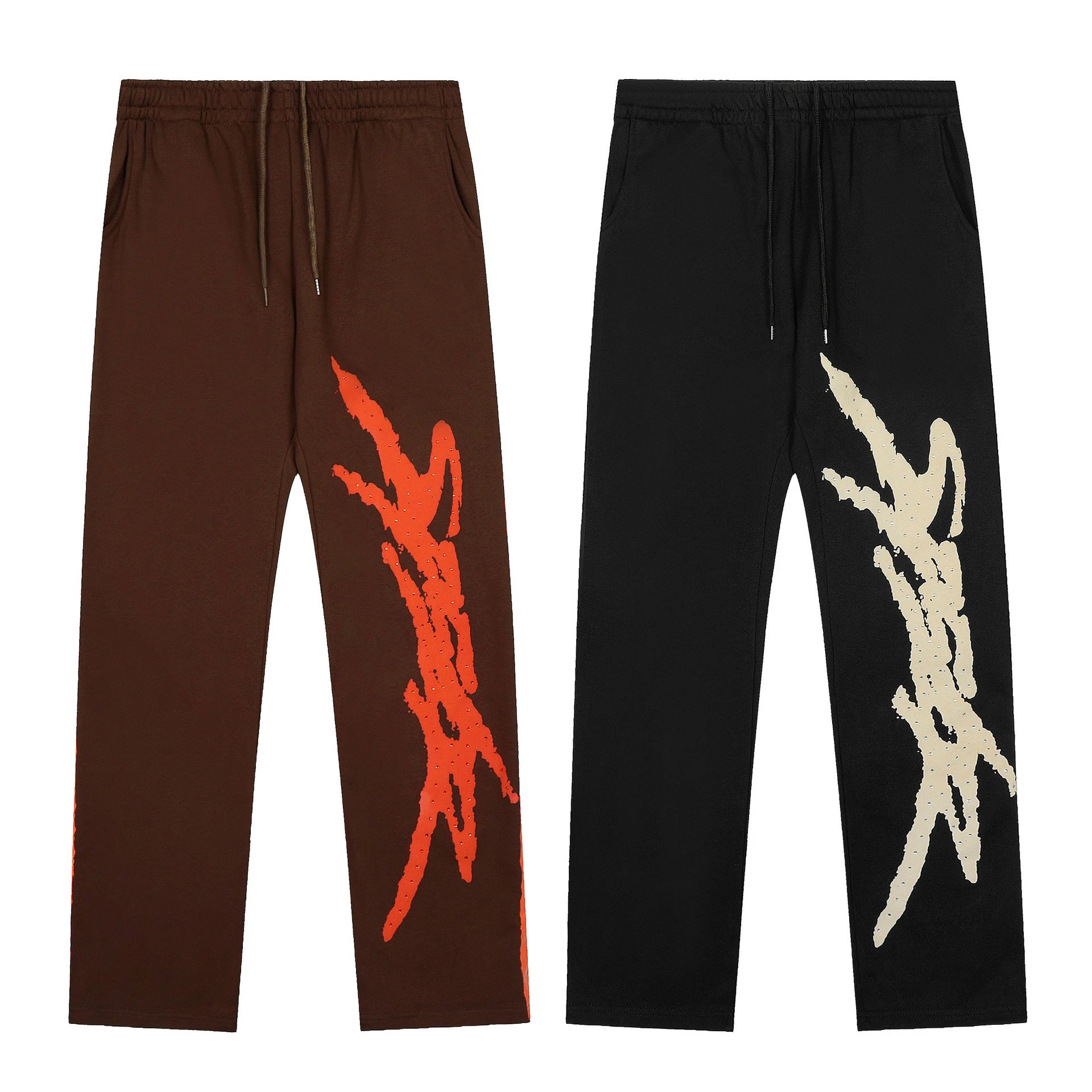 SPEAK Hooded Sweatshirt And Jogger Set Brown Orange Graphic Streetwear