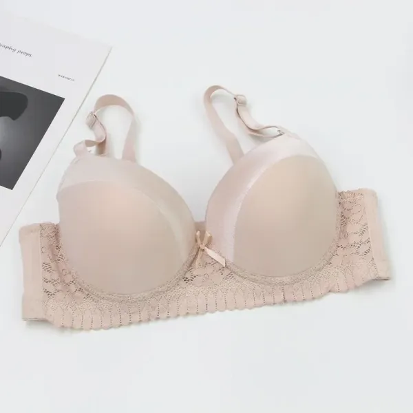 Design Lace Trim Satin Underwire Bra in Dusty Rose Underwear - 23