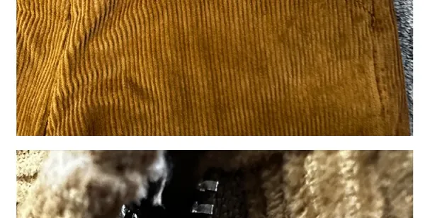 Design Corduroy Wide-Leg Trousers in Mustard Brown Pants - 15