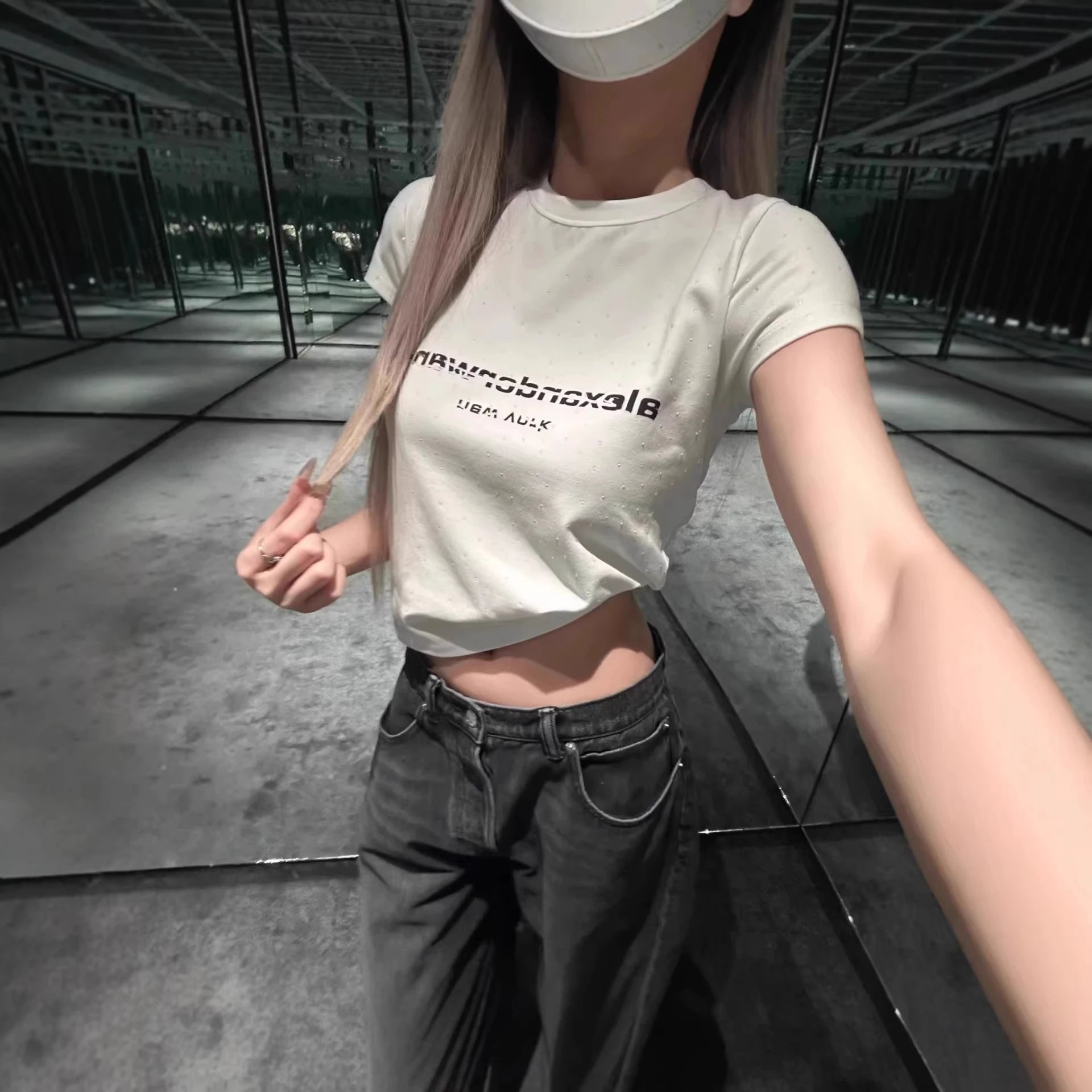 Black Starry Print Oversized T-Shirt Black Casual