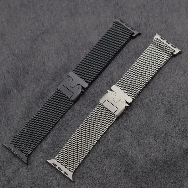 Apple Milanese Loop Watch Band Black and Silver Smartwatch Strap Smartwatches - 1