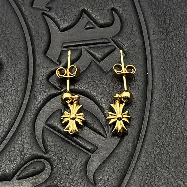 Chrome Hearts Maltese Cross Stud Earrings Gold - 3