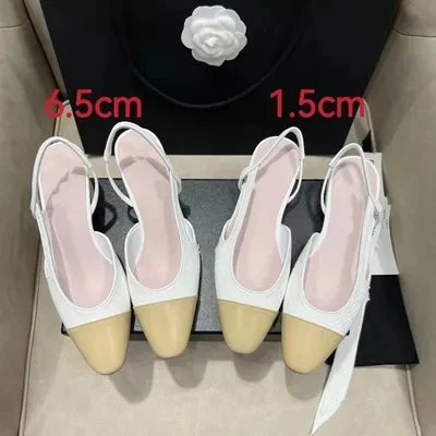 Chanel Two-Tone Gold and Black Slingback Heels - 8