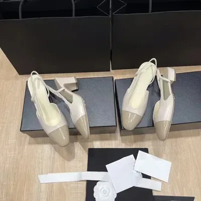 Chanel Two-Tone Gold and Black Slingback Heels - 9