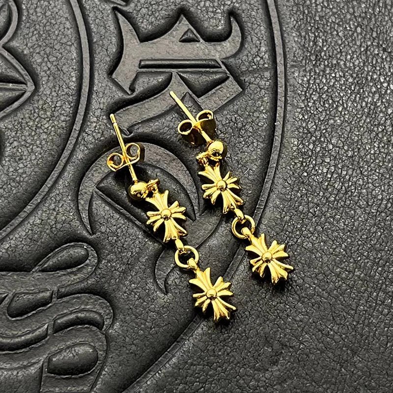 Chrome Hearts Maltese Cross Stud Earrings Gold - 9