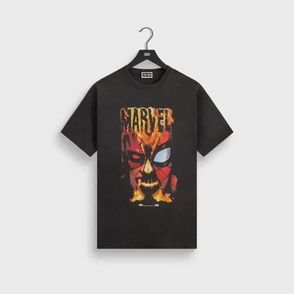 Kith x Marvel Spider-Man / Daredevil Fire Graphic T-Shirt Black - 1