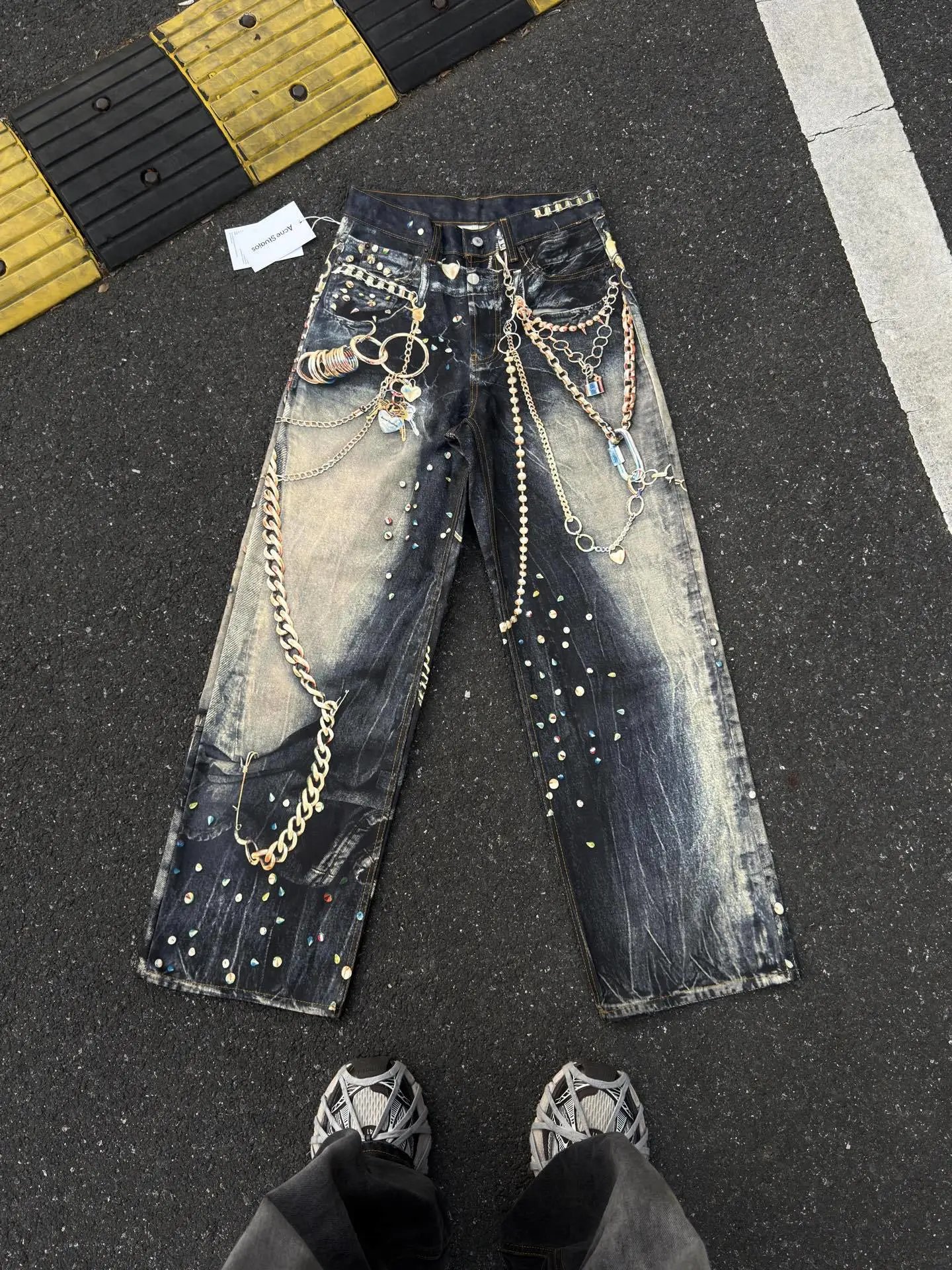 Denim Tears Distressed Print Wide-Leg Jeans Multicolor - 42