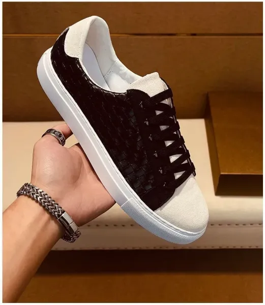 Bottega Veneta Intrecciato Leather Sneakers White and Black - 5