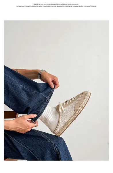 Design Espadrille Mule Sneaker Beige Casual Shoes - 12
