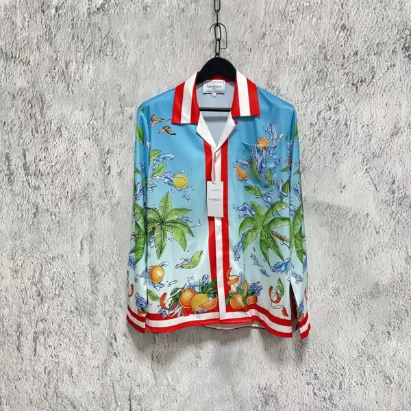 Casablanca Tropical Print Silk Shirt Blue - 1