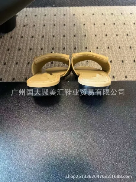 Chanel Quilted CC Logo Slide Sandals Beige Slippers - 10