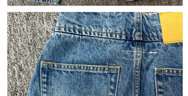 Design High-Waisted Distressed Button-Fly Jeans Blue - 22