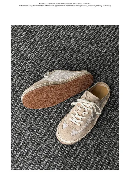 Design Espadrille Mule Sneaker Beige Casual Shoes - 19