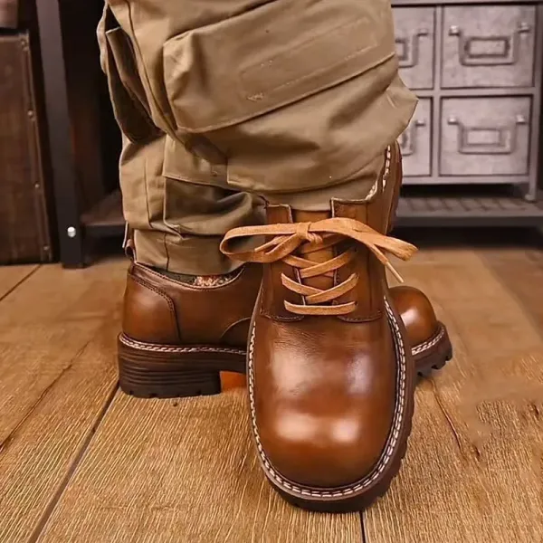 Design Work Boot Brown Leather Lace-Up Boots - 6