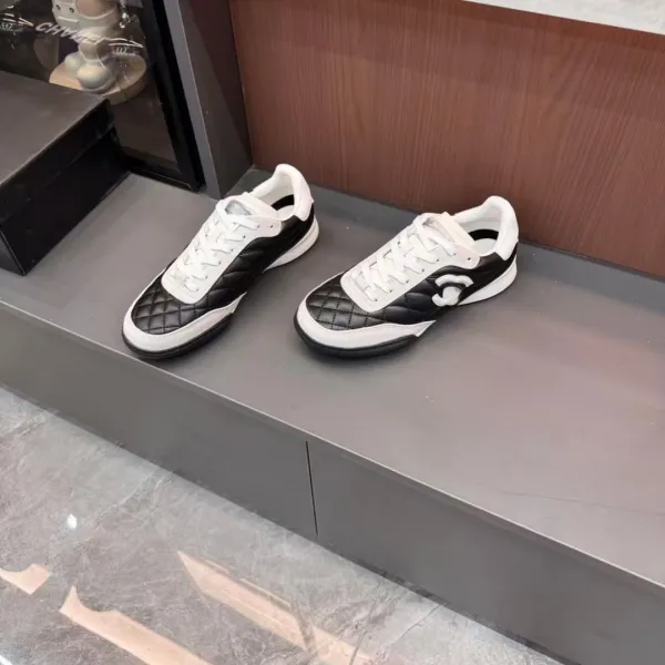 Chanel Tennis Classic Quilted White and Black Sneakers - 10