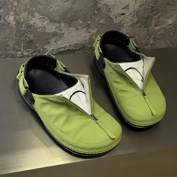Design Zipper-Back Slip-On Sandals Lime Green - 1