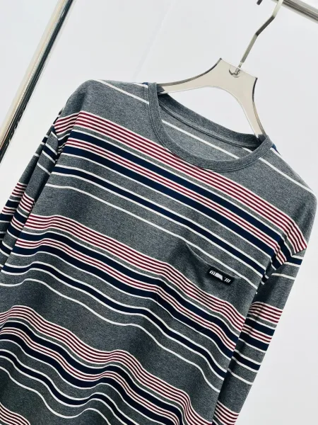 Design Striped Oversized Long-Sleeve Top in Gray Multicolor - 9