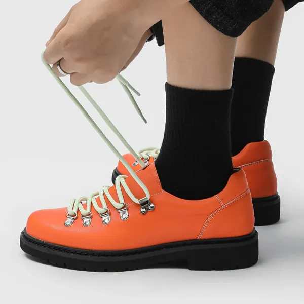 Design Chunky Lace-Up Oxford Boots Orange - 1