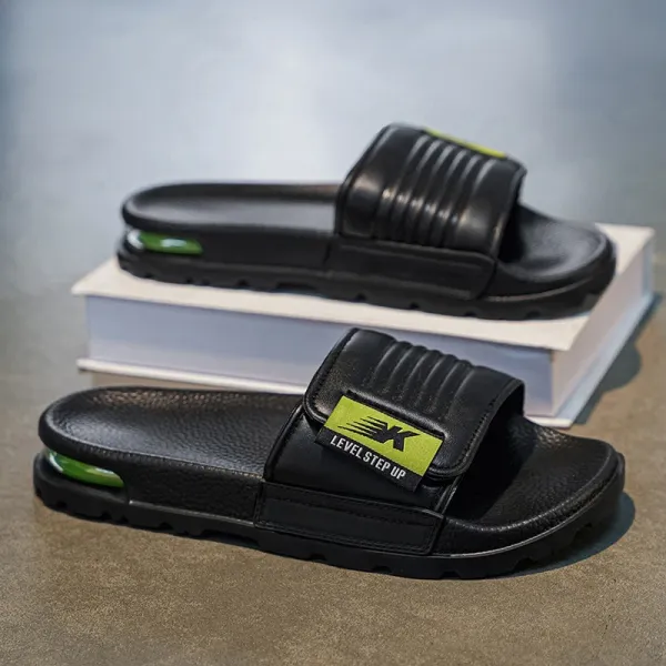 New Balance Level Step Up Black Green Slide Sandals Slippers - 1