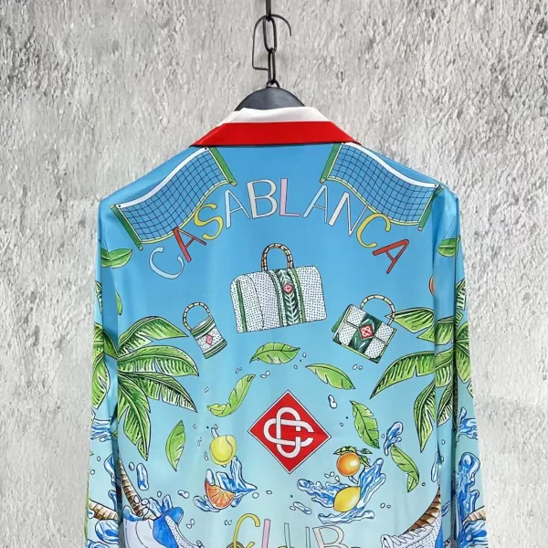 Casablanca Tropical Print Silk Shirt Blue - 7