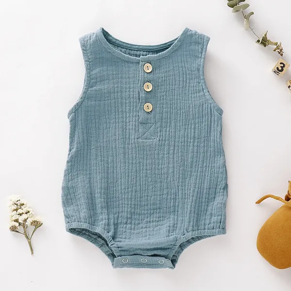 Design Muslin Sleeveless Romper White Baby Bodysuit Clothing - 17