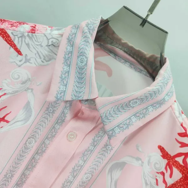 Versace Medusa Coral Print Pink Shirt and Shorts Set - 5