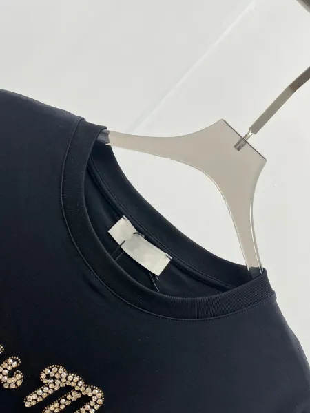 Miu Miu Embellished Logo T-Shirt Navy - 14