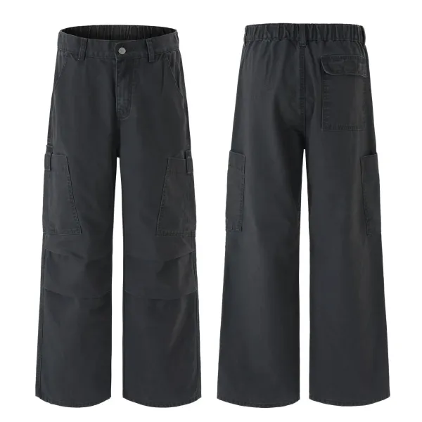 Design Wide-Leg Cargo Pants Distressed Olive Brown - 19