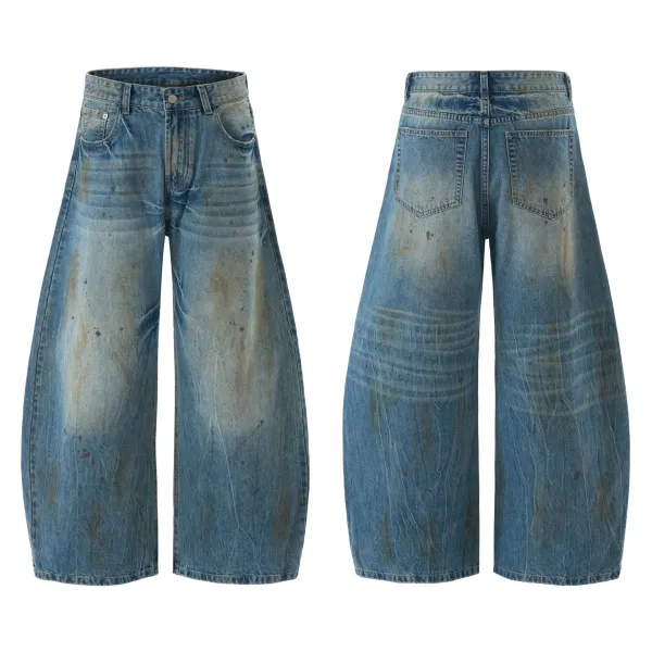 Design Wide-Leg Cargo Pants Distressed Olive Brown - 13