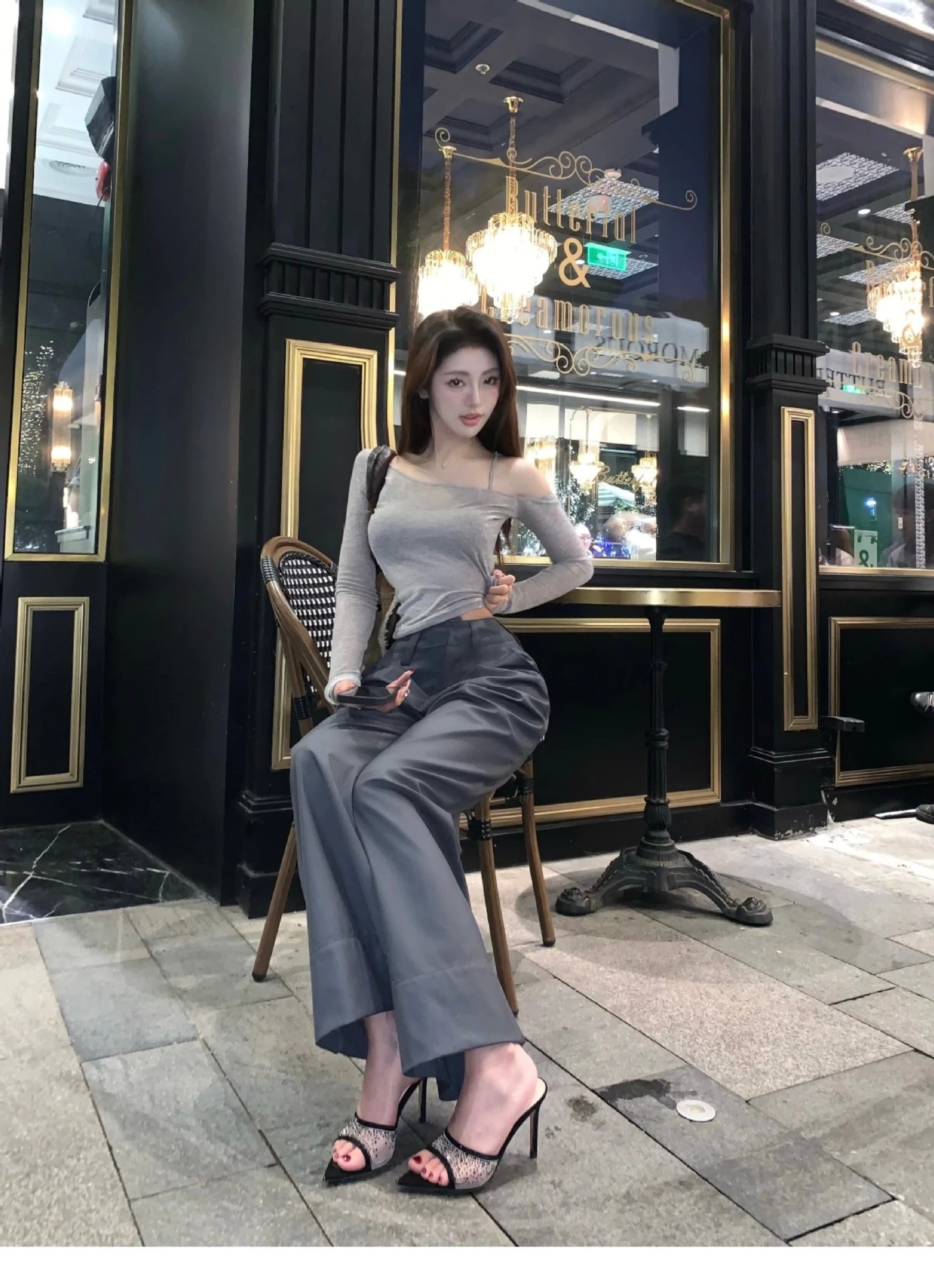 Design Mesh-Embellished Pointed-Toe Mule Heels Black - 28