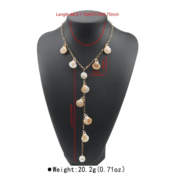 Design Seashell & Pearl Lariat Necklace Gold-Tone Jewelry - 8