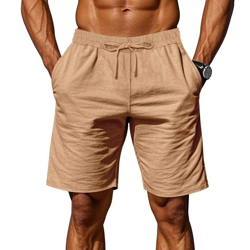 Design Drawstring Waist Shorts Beige Shorts