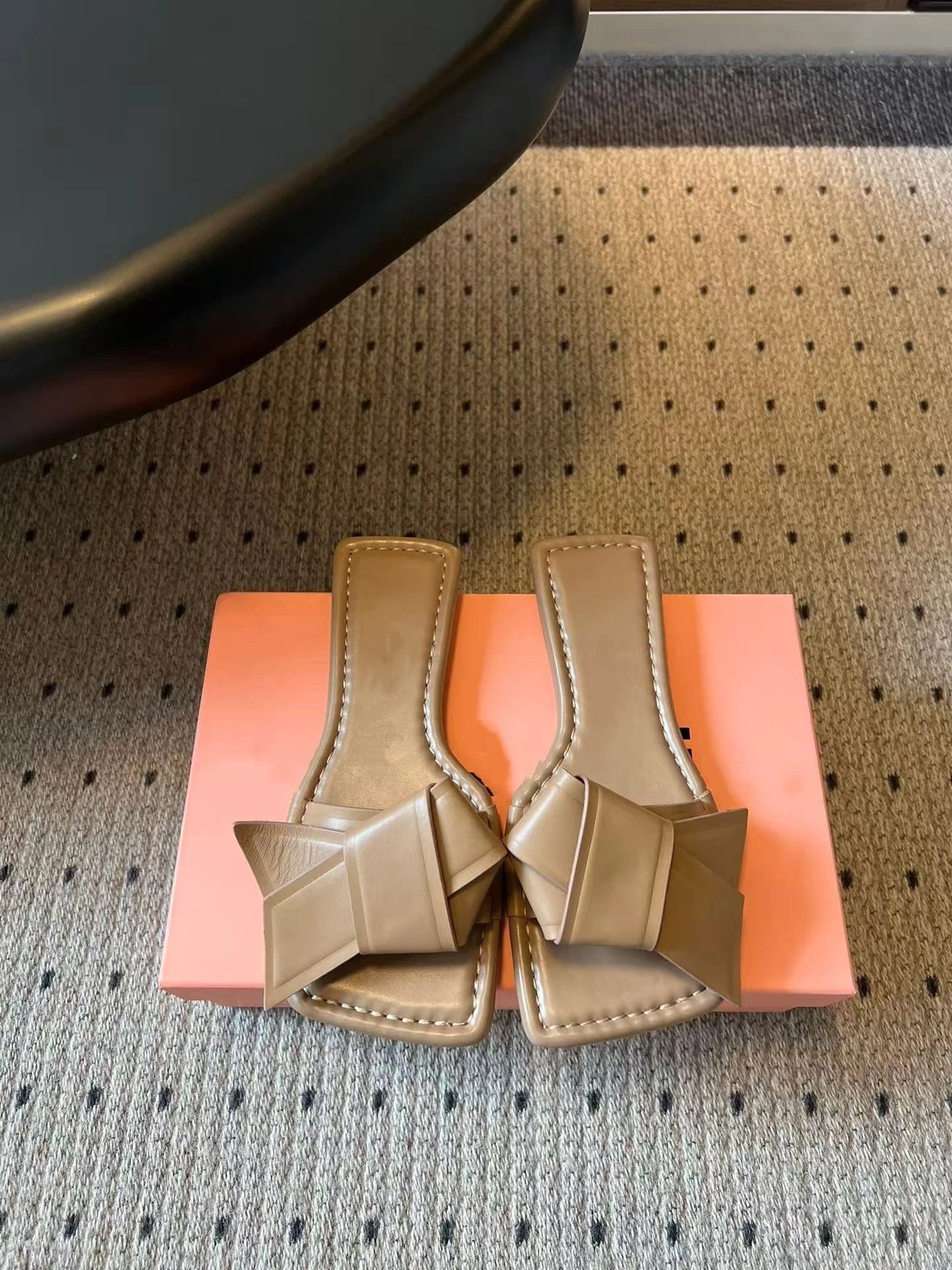 Jacquemus Le Chiquito Bow Slide Sandals Beige Slippers - 16