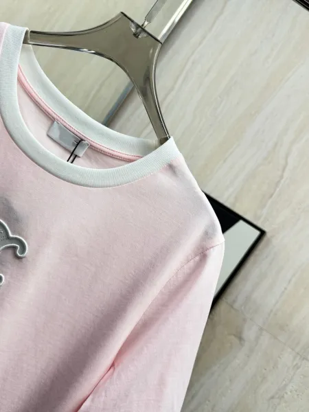 Design Ringer T-Shirt Pink with Embroidered Motif - 11