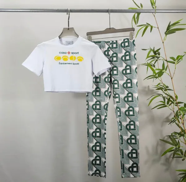 Casablanca x Casa Sport Tennis Cropped Tee and Geometric Print Leggings Set - 1