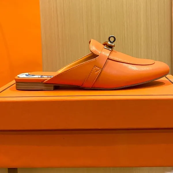 Hermès Oran Mule Light Blue Leather Slipper - 10
