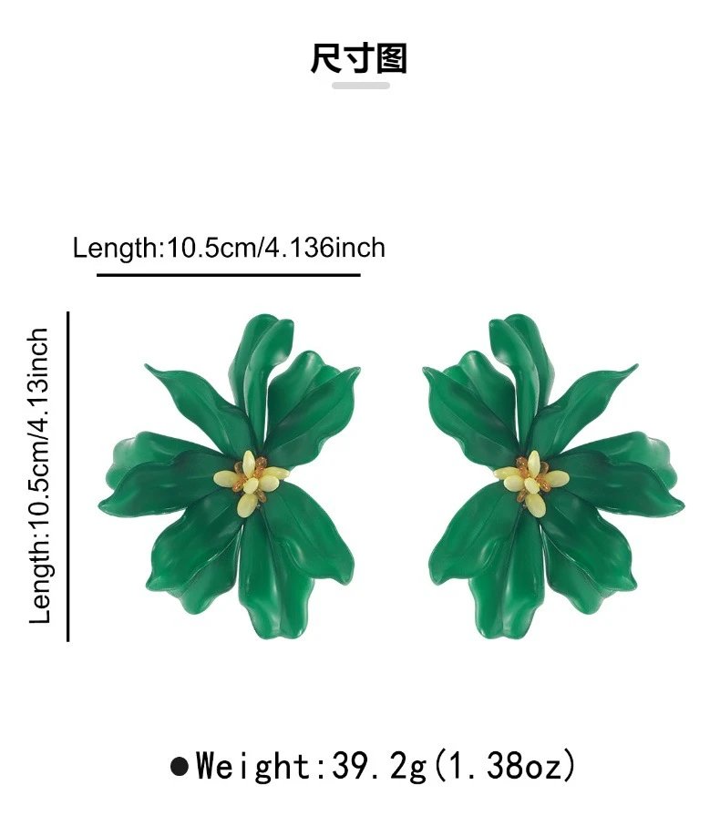 Design Floral Statement Earrings Red Jewelry - 5