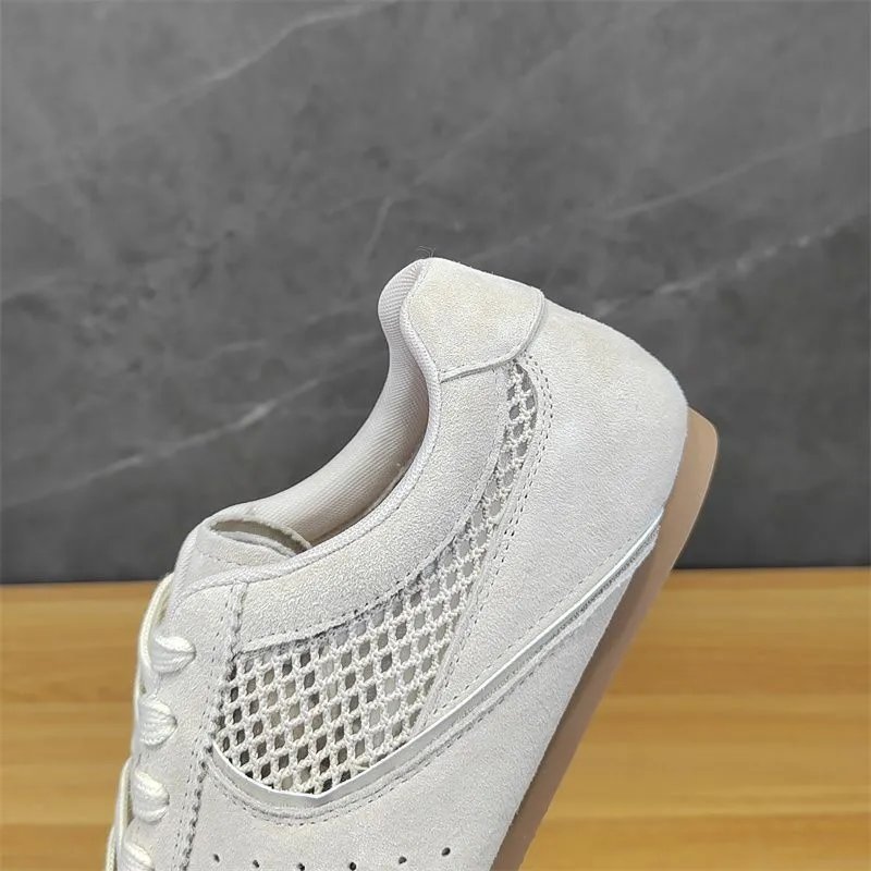 Design Retro Mesh Sneakers Beige Yellow Casual Shoes - 8