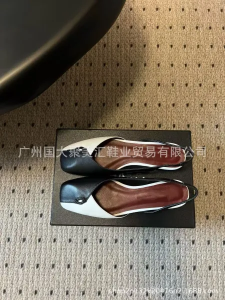 Design Slingback Loafers Black Leather-Suede Hybrid Heels - 28