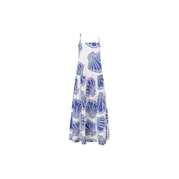 Jacquemus La Robe Coquillage Blue and White Shell-Print Maxi Dress - 9