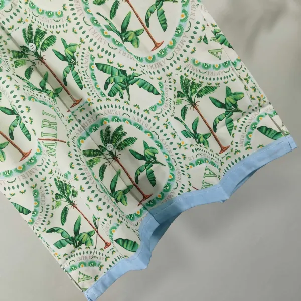 Amiri Palm Tree Print Short-Sleeve Shirt and Shorts Set White Green - 10