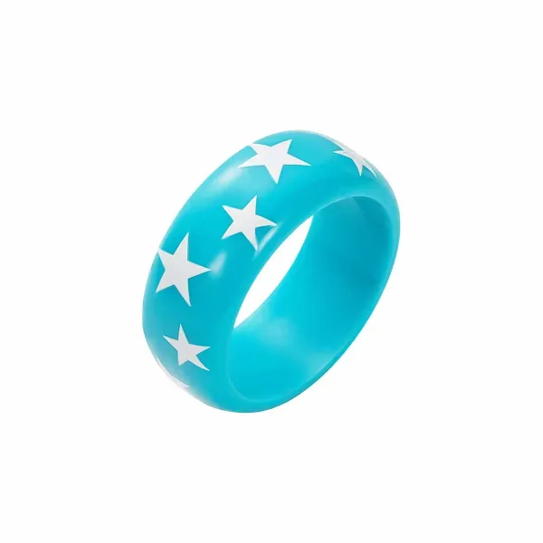 Design Star-Print Silicone Ring Turquoise Jewelry - 1