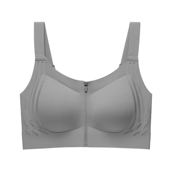 Design Front-Zip Sports Bra Gray Activewear - 1