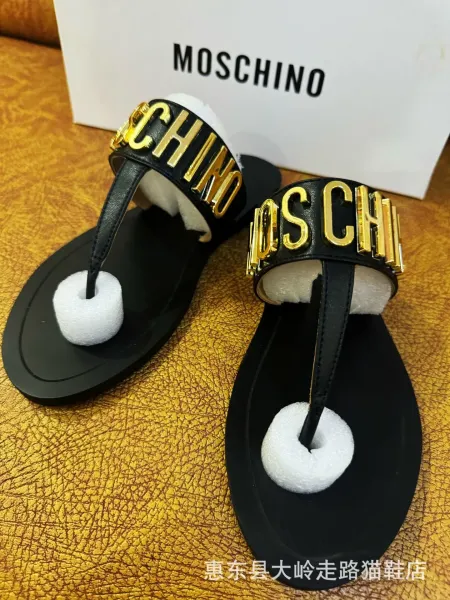 Moschino Logo-Embellished Black Slide Sandals Slippers - 2