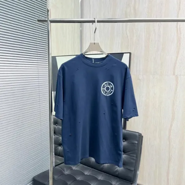 Acne Studios Distressed Logo Print Navy T-Shirt - 8
