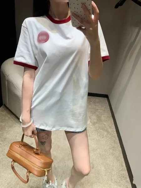 Gucci Ringer T-Shirt White with Burgundy Trim - 7