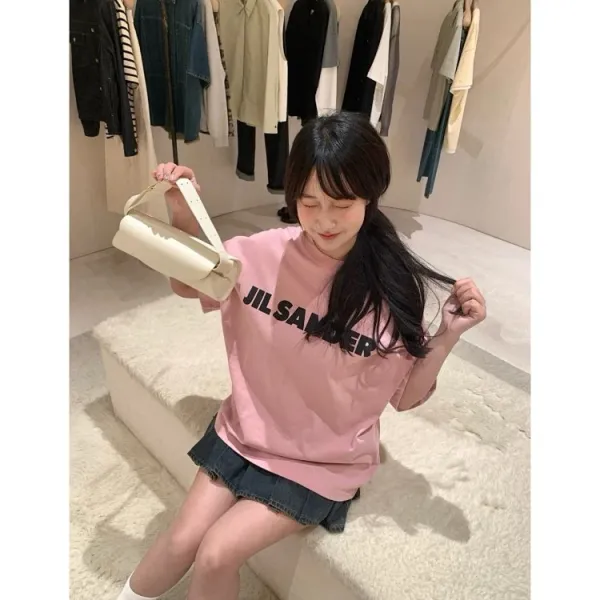 Jil Sander Logo Print Oversized T-Shirt Navy - 7