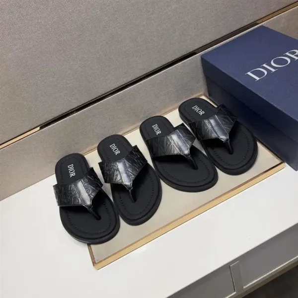 Dior Oblique Logo Slide Sandals Black Slippers - 2